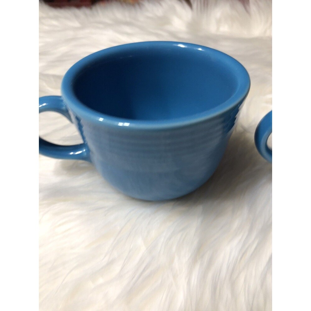 Fiestaware Fiesta BLUE MUGS HLC SET OF 2 USA COLLECTIBLE GIFT TEA CUPS COFFEE *B
